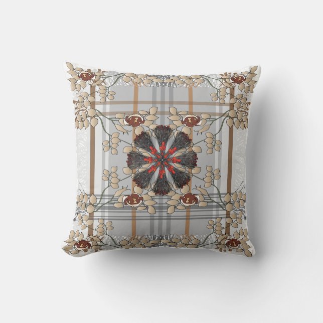 Ikea Throws Kariert Brown Pillow Kissen (Vorderseite)