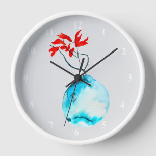 Ikebana Aquarellblase Uhr