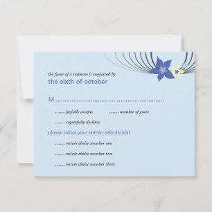 Ikebana Frangipani Hochzeit der tropischen blauen  RSVP Karte
