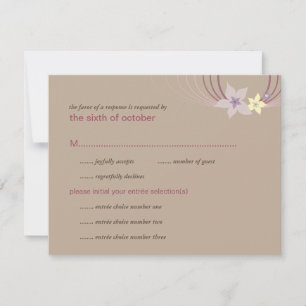 Ikebana Frangipani Lila tropische Blume Hochzeit RSVP Karte