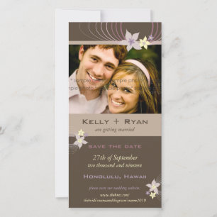 Ikebana Frangipani Lila tropische Blume Hochzeit Save The Date