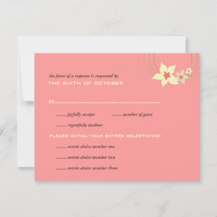 Ikebana Frangipani Pink Tropische Blume Hochzeit RSVP Karte