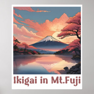 "Ikigai im Fuji: Serene Japanese Art Poster