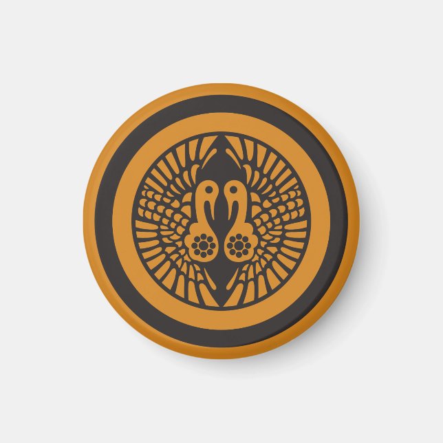Ikko Ikki Mon Japanisch Clan Black Brown Brange Magnet (Vorne)