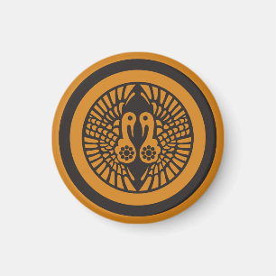 Ikko Ikki Mon Japanischer Clan Schwarz Orange Brau Magnet