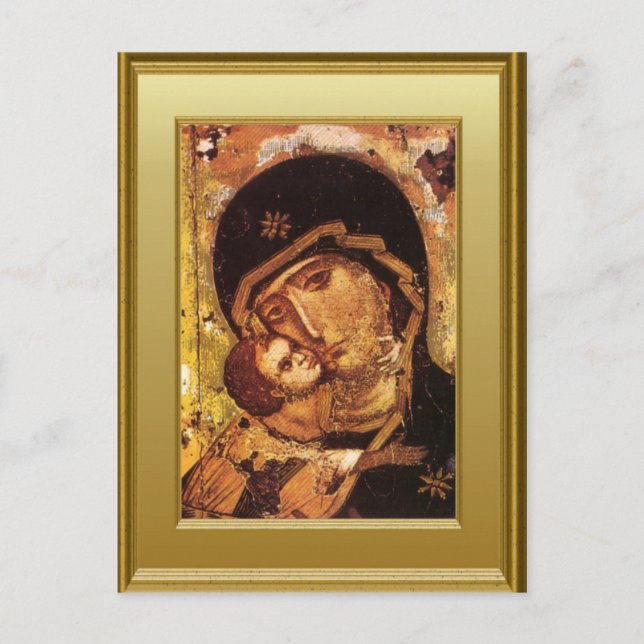 Ikon der Jungfrau Maria und des Kindes Jesus Postkarte (Vorderseite)