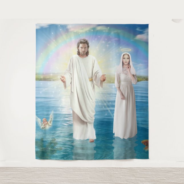 Ikone Bild dargestellt Jesus Christus Wandteppich (Vorderseite)