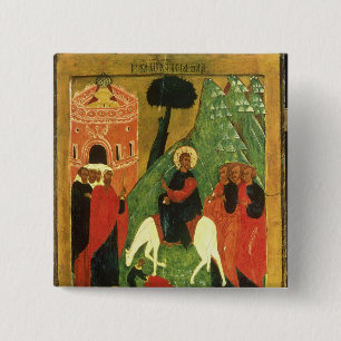 Ikone, die Christus Eintritt in Jerusalem Button
