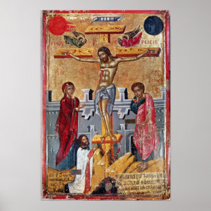 Ikone, welche die Kreuzigung, 1520 darstellt Poster