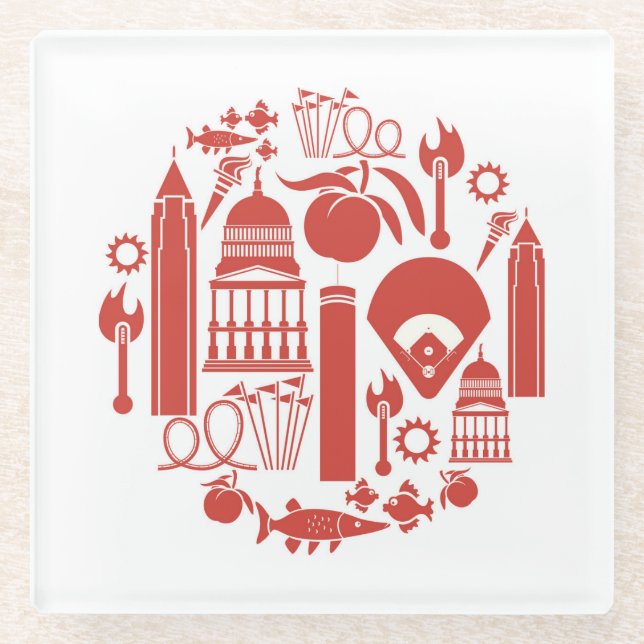 Ikonen Atlantas Georgia Glasuntersetzer (Vorderseite)