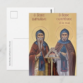 Ikonen der Heiligen Barnabas und Sophronios von So Postkarte