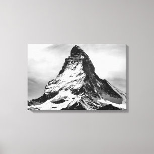 Ikonenhafter alpiner Berg Matterhorn im Schwarzen Leinwanddruck