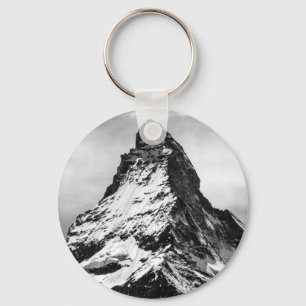 Ikonenhafter alpiner Berg Matterhorn Schwarzweiss Schlüsselanhänger