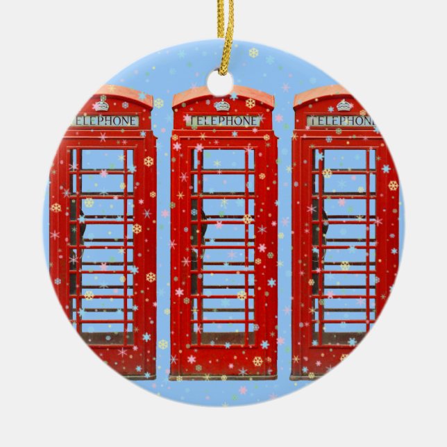 Ikonenhaftes rotes London-Telefon packt Keramik Ornament (Vorne)