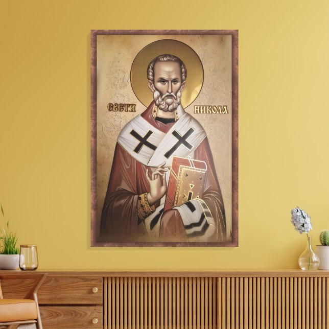 Ikonenrahmen des Heiligen Nikolaus 2 Leinwanddruck (Insitu (Wohnzimmer))