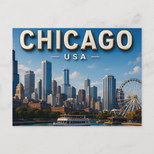 Ikonische Erinnerungen an die Chicago-Skyline Postkarte