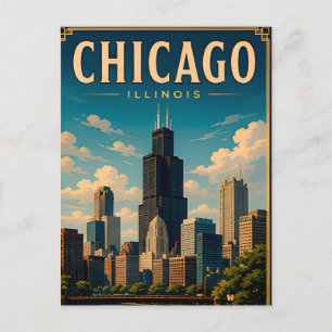 Ikonische Erinnerungen an die Chicago-Skyline Postkarte