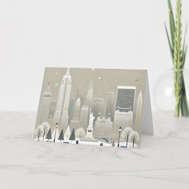 Ikonische Freiheitsstatue & NYC Skyline Holiday Dankeskarte (Vorderseite)