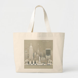 Ikonische Freiheitsstatue & NYC Skyline Holiday Jumbo Stoffbeutel
