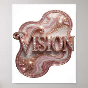 Ikonische Gold-VISION-3D-Textkunst Poster