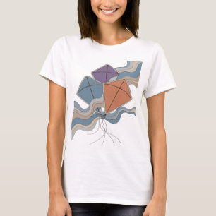 Ikonische graue KITE FREEDOM 3D-Textkunst T-Shirt