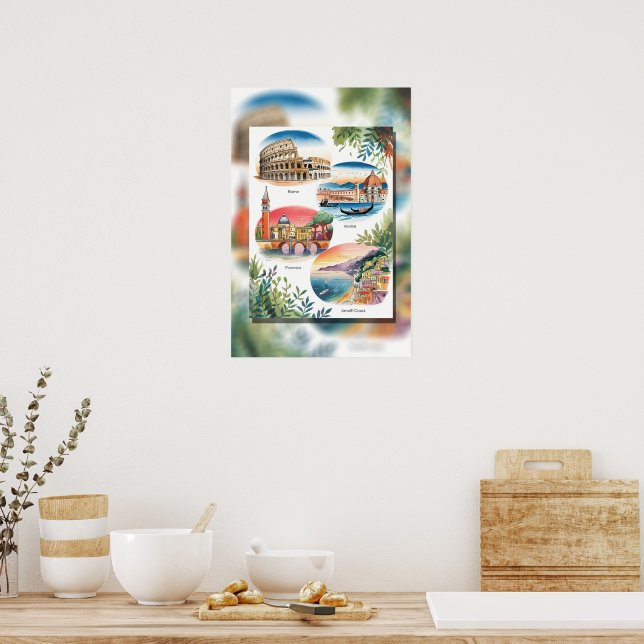 Ikonische italienische Sehenswürdigkeiten Poster (Küche)