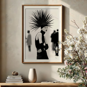 Ikonische Präsenz: Monochrome Mode in Avantgarde Poster