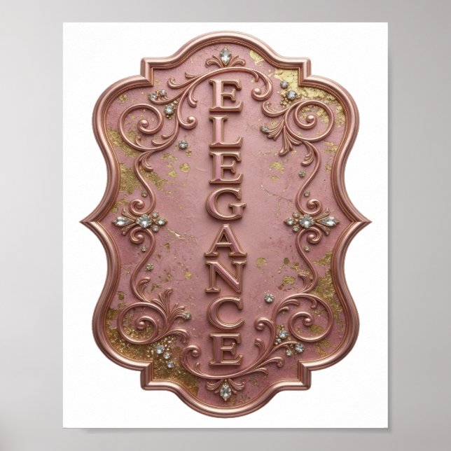Ikonische Silber-ELEGANCE-Slogan-Design Poster (Vorne)