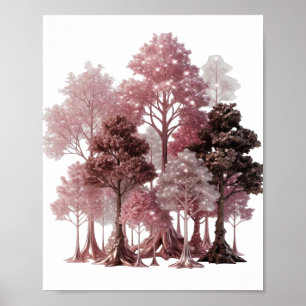 Ikonische Silber-FANTASY-TREES-Kunstmotiv Poster