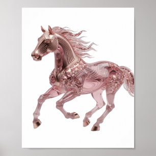 Ikonische Silber ROSE GOLD PFERD 3D Text Kunst Poster