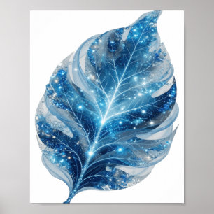 Ikonische silberne BLAUE STERNE AUF EINEM BLATT Ma Poster