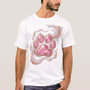 Ikonische silberne TIERPFOTE MIT PINKEN DIAMANTEN T-Shirt