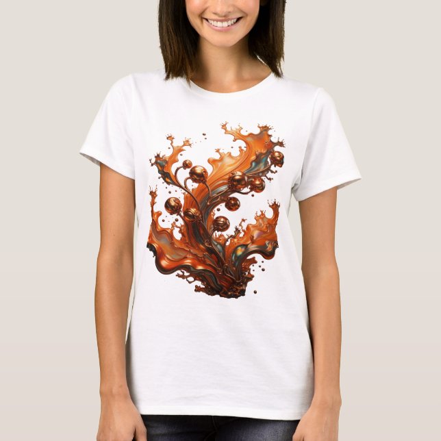 Ikonischer silberner ABSTRACT ART Modeprint T-Shirt (Vorderseite)