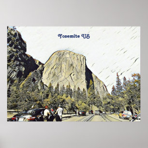 Ikonischer US-Felsen Berg Yosemite-Nationalpark  Poster