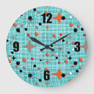 Ikonisches Atomic Starburst Retro-Design der 1950e Große Wanduhr