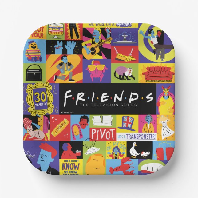 Ikonisches FRIENDS™-Muster Pappteller (Vorderseite)
