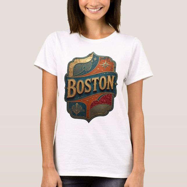Ikonisches Gold BOSTON T-Shirt (Vorderseite)