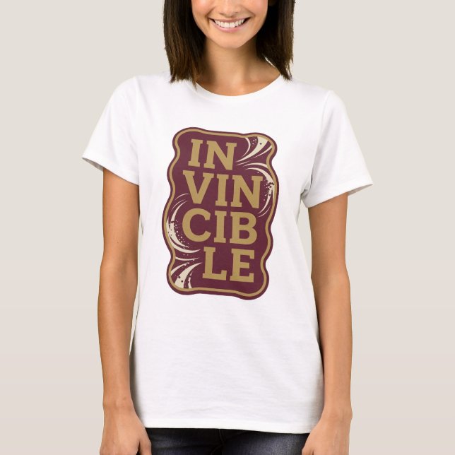 Ikonisches Gold UNBESIEGBARE Statement-Design T-Shirt (Vorderseite)