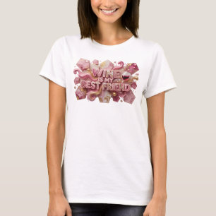Ikonisches Rosa WINE IS MY BEST FRIEND Künstlerisc T-Shirt