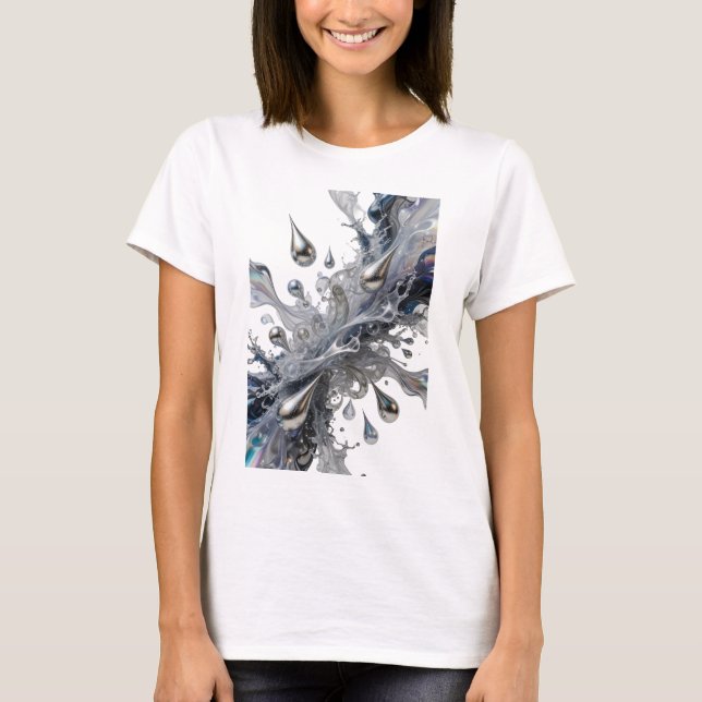 Ikonisches Silber ABSTRACT ART Statement T-Shirt (Vorderseite)