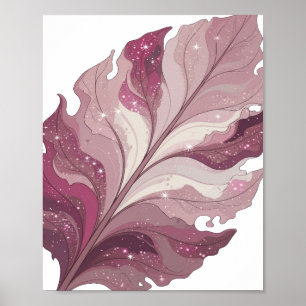 Ikonisches Silber-FANTASY LEAF-Fett-Design Poster