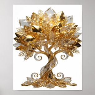 Ikonisches Silber GOLDENER LEBENSBAUM Text Design Poster