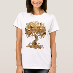 Ikonisches Silber GOLDENER LEBENSBAUM Text Design T-Shirt