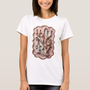 Ikonisches Silber HUNGRY Grafikdesign T-Shirt