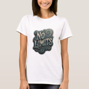 Ikonisches Silber NO LIMITS Text Design T-Shirt
