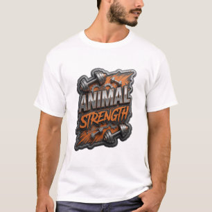 Ikonisches Silber-Tierstärkedruck-Design T-Shirt