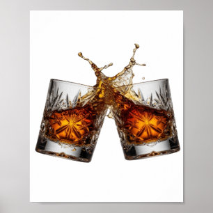 Ikonisches Silber WHISKY SPLASH Künstlerisches Mot Poster