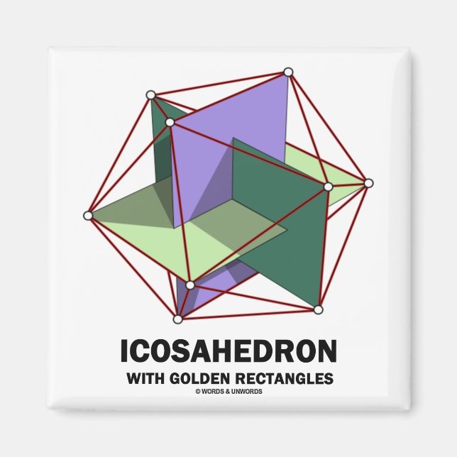 Ikosaeder mit goldenen Rechtecken (Geometrie) Magnet (Vorne)