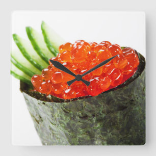 Ikura (Lachsrogen) Gunkan Maki Sushi Quadratische Wanduhr
