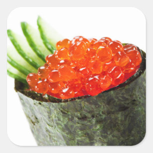 Ikura (Lachsrogen) Gunkan Maki Sushi Quadratischer Aufkleber